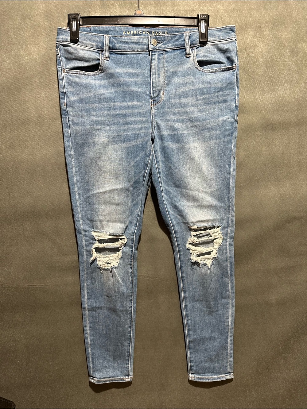 American Eagle Next Level Stretch Distressed Skinny Jeans Size 14 Regular